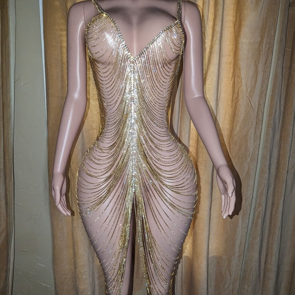 Maxi Rhinestones stones Strings Dress - Picture 3 of 13